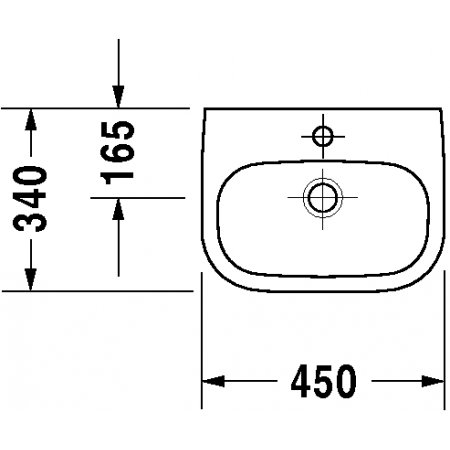 Duravit Handwaschbecken D-Code 450 mm mit ÜL, mit HLB, 1 HL, weiß
