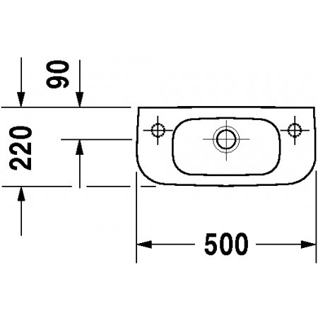 Duravit Handwaschbecken D-Code 500 mm mit ÜL, mit HLB, HL links, weiß