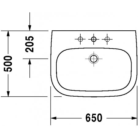 Duravit Waschtisch D-Code 650 mm mit ÜL, mit HLB, 1 HL, weiß