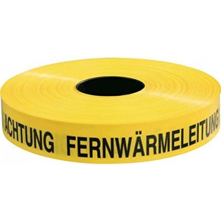 Trassenwarnband "Achtung Fernwärmeleitung" 250m x 40mm gelb Schrift schwarz