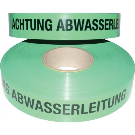 Trassenwarnband "Achtung Abwasserleitung" 250m x 40mm grün Schrift schwarz