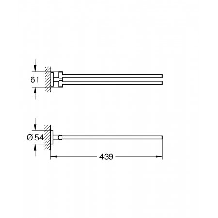 GROHE Handtuchhalter Essentials 40371 2-armig schwenkbar Metall 450mm chrom