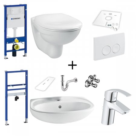 Renovierungs-Set WC und Waschtisch inklusive Vorwandelemente und Keramiken Delta25 weiss