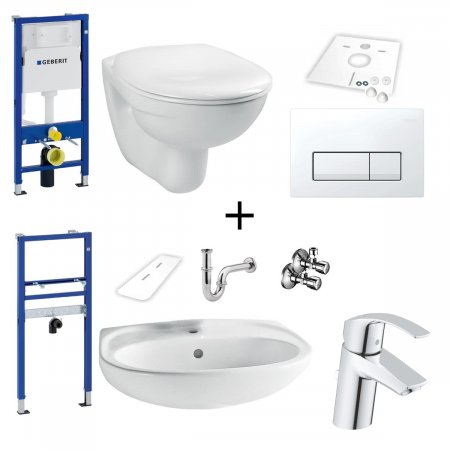 Renovierungs-Set WC und Waschtisch inklusive Vorwandelemente und Keramiken Delta50 weiss