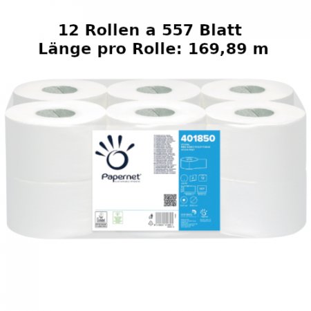 12 Rollen Toilettenpapier 2-lagig 557 Blatt/Rolle